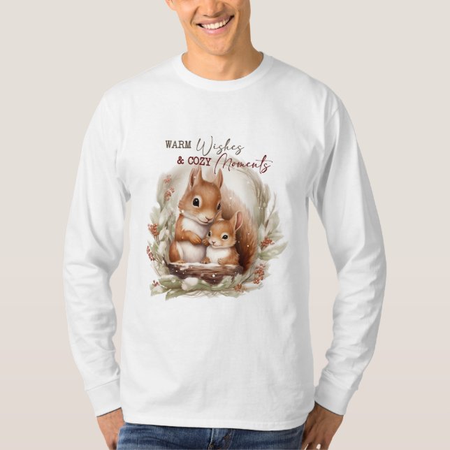 Camiseta navidades ardilla cálidos deseos cálidos momentos  (Anverso)