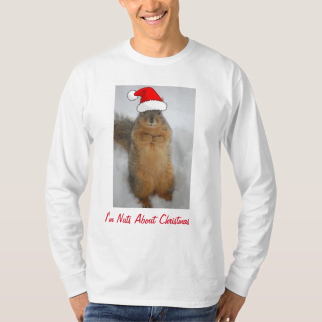Camiseta Navidades ardilla con Santa Hat (Anverso)