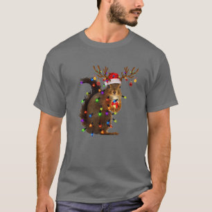 Camiseta Navidades Ardilla Ilumina Árbol Divertido amante A