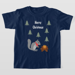 Camiseta Navidades ardillas asando hazellanas en incendio d