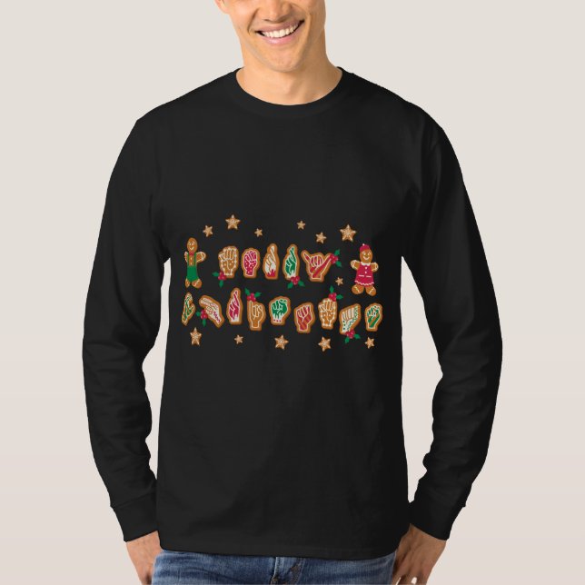 Camiseta NAVIDADES ASL Lenguaje de Rótulo americano Gingerb (Anverso)