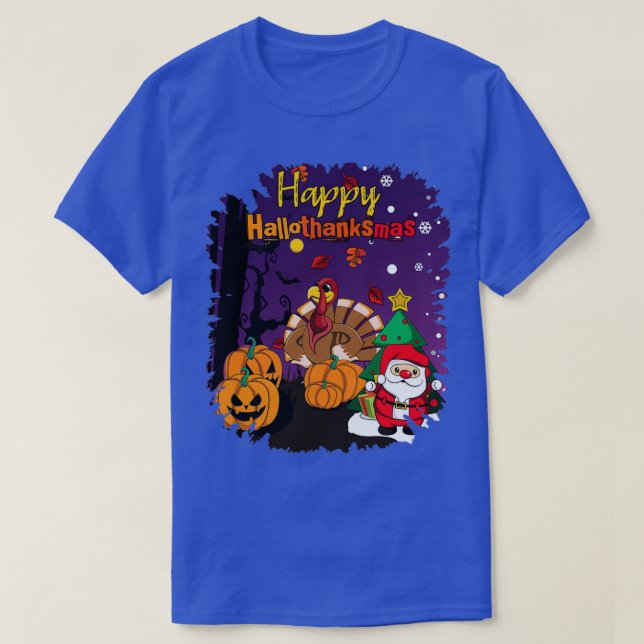 Camiseta Navidades asustan Halloween Feliz Acción de Gracia (Diseño del anverso)