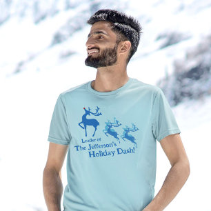 Camiseta Navidades atacando al líder reno azul personalizad