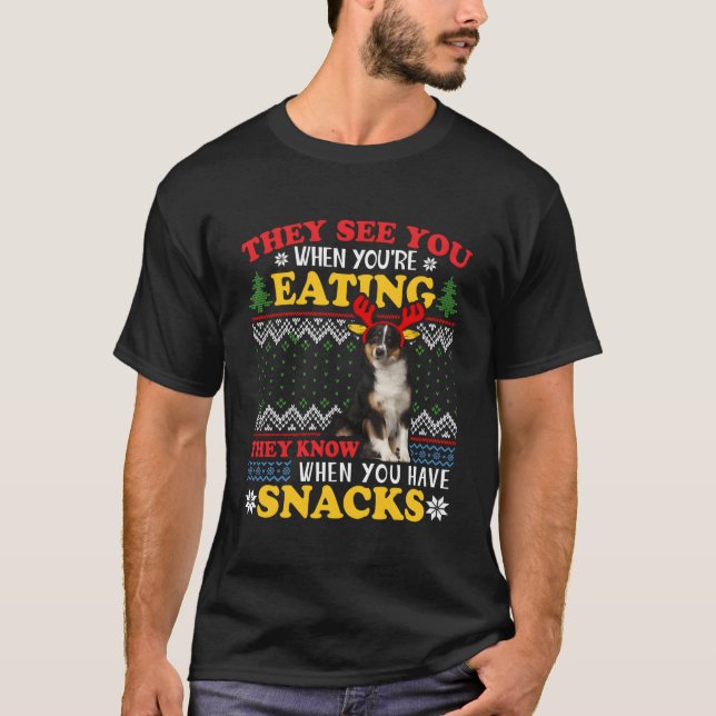 Camiseta Navidades Aussianos Feo Que Ven Comer Navidad (Anverso)