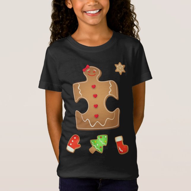 Camiseta Navidades Autismo Gingerbread Puzzle Autism Parple (Anverso)