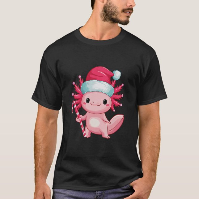 Camiseta Navidades Axolotl Santa Hat Candy Cane Cute Holida (Anverso)