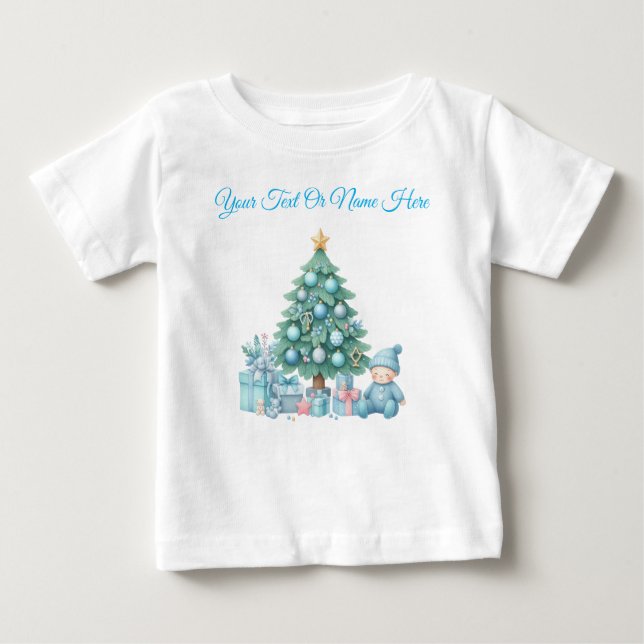 Camiseta Navidades azules personalizados Baby Jers (Anverso)
