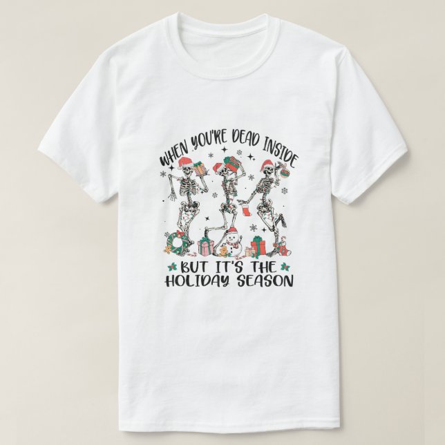 Camiseta Navidades bailando esqueletos. (Diseño del anverso)
