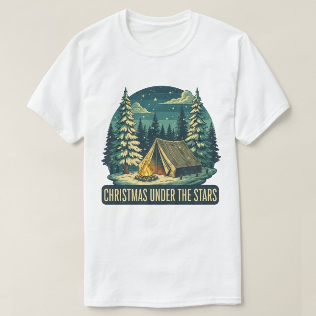 Camiseta Navidades bajo la escena de acampada de las estrel (Diseño del anverso)