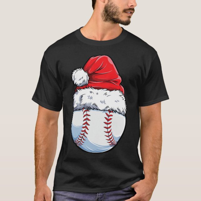 Camiseta Navidades Ball de Béisbol Santa Hat Xmas Boys Catc (Anverso)