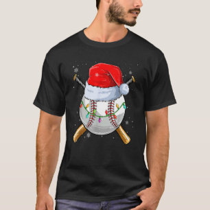 Camiseta Navidades Ball de Béisbol Santa Hat Xmas Luces