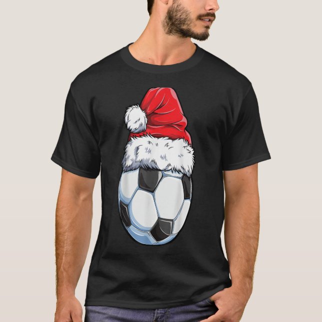 Camiseta Navidades Balón de fútbol Santa Hat Funny Sport Xm (Anverso)