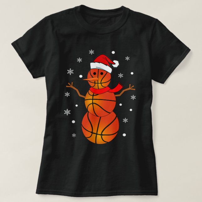 Camiseta Navidades Baloncesto Camisas de Nieve Niños Balonc (Diseño del anverso)