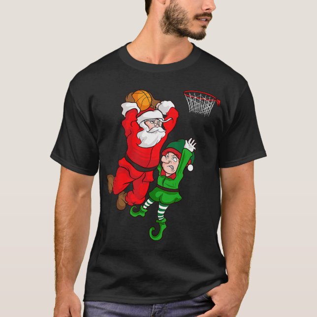 Camiseta Navidades Baloncesto Santa Claus Slam Dunk Elf Fun (Anverso)
