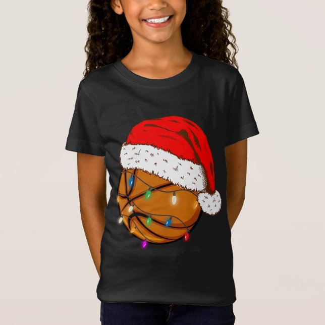 Camiseta Navidades Baloncesto Santa Hat Funny Sport Xmas (Anverso)