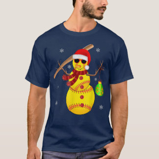 Camiseta Navidades Bañera de Softbol Snowman Santa Snowflak