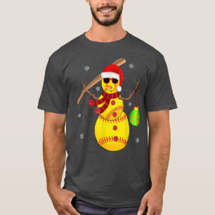Camiseta Navidades Bañera de Softbol Snowman Santa Snowflak