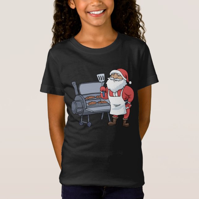Camiseta Navidades Barbacoa Santa Claus Grill Smoker Steak (Anverso)