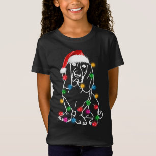 Camiseta Navidades Basset Hound con luces Santa Hat XMAS