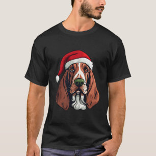 Camiseta Navidades Basset Hound Dog Santa Hat Graciosos Xma