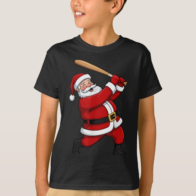 Camiseta Navidades Batería de Béisbol Santa Xmas Srt Jugado (Anverso)