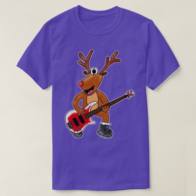 Camiseta Navidades Battend Rudolf La guitarra del trasero d (Diseño del anverso)