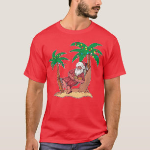 Camiseta Navidades Beach Palm Tree Con Xmas Luces Tropica