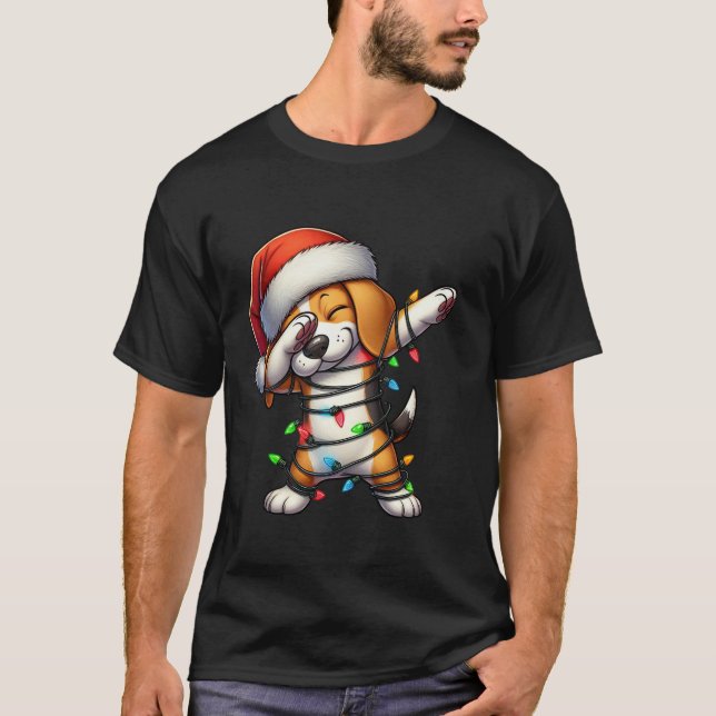 Camiseta Navidades Beagle de Dabbing alumbran a los niños d (Anverso)