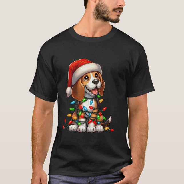 Camiseta Navidades Beagle iluminan a niños Chicas de Santa  (Anverso)