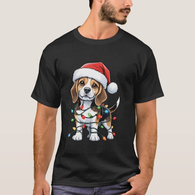 Camiseta Navidades Beagle iluminan a niños Chicas de Santa  (Anverso)