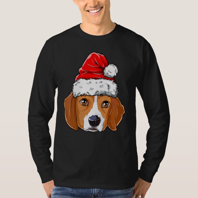 Camiseta Navidades Beagle Perro Santa Hat Noche Niños Chica (Anverso)