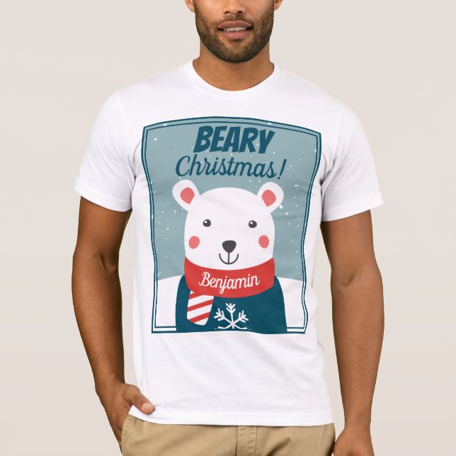 Camiseta Navidades beary lindo personalizado oso polar con  (Anverso)