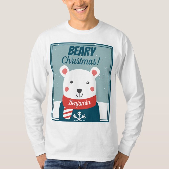 Camiseta Navidades beary lindo personalizado oso polar con  (Anverso)