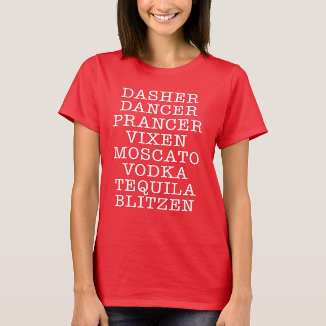 Camiseta Navidades beben alcohol para fiestas navideñas ren (Anverso)