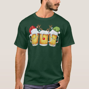 Camiseta Navidades Beer Mug Santa Lights Reindeer ELF Funny