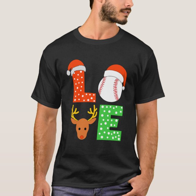 Camiseta Navidades Béisbol Santa Hat Niños Reindeer Basebal (Anverso)