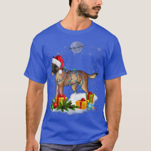 Camiseta Navidades belgas malinois de perros iluminan Santa