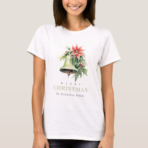Camiseta Navidades Bell Pine Poinsettia Foliage Watercolor