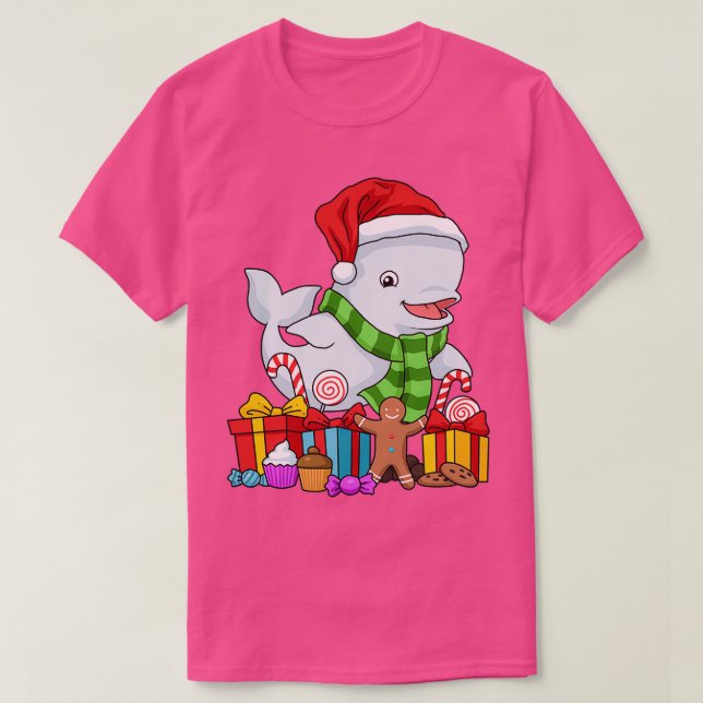 Camiseta Navidades Beluga Regalo de ballena Niños Navidades (Diseño del anverso)