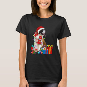 Camiseta Navidades Bernard Dog Xmas enciende Santa Hat Paja