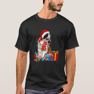 Camiseta Navidades Bernard Dog Xmas enciende Santa Hat Paja