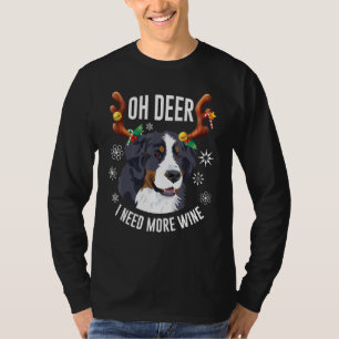 Camiseta Navidades Bernese Mountain Dog Deer Antlers Para W