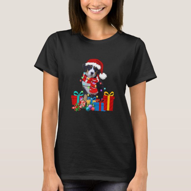 Camiseta Navidades Bernese Mountain Dog Xmas Encende Santa  (Anverso)