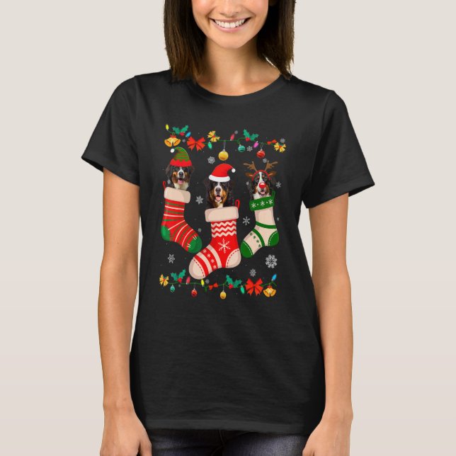 Camiseta Navidades Bernese Mountain Sock Xmas Reindeer Sant (Anverso)