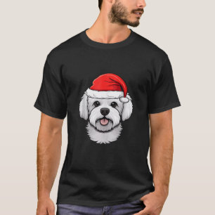 Camiseta Navidades Bichon Frise Santa Dog Cute Cuppy Face T
