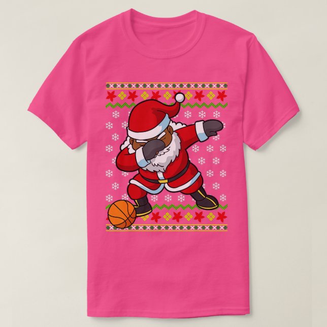 Camiseta Navidades Black African American Santa Claus Baske (Diseño del anverso)