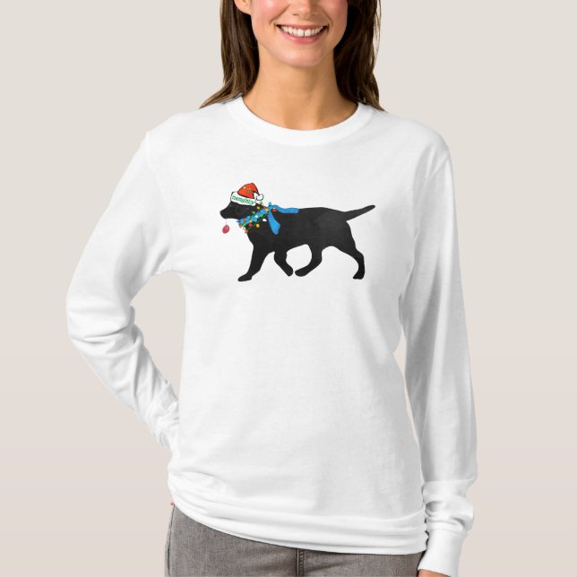 Camiseta Navidades Black Lab travieso pero bueno largo (Anverso)