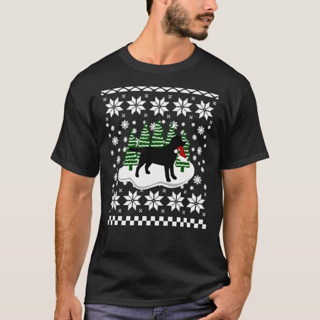 Camiseta Navidades Black Labrador Silhouette Santa Hat (Anverso)