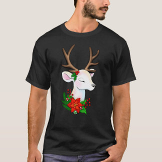 Camiseta Navidades Blancos Elegantes Lágrimas Con Antler Ma