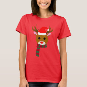 Camiseta Navidades blancos Rudolph, reno de la nariz roja